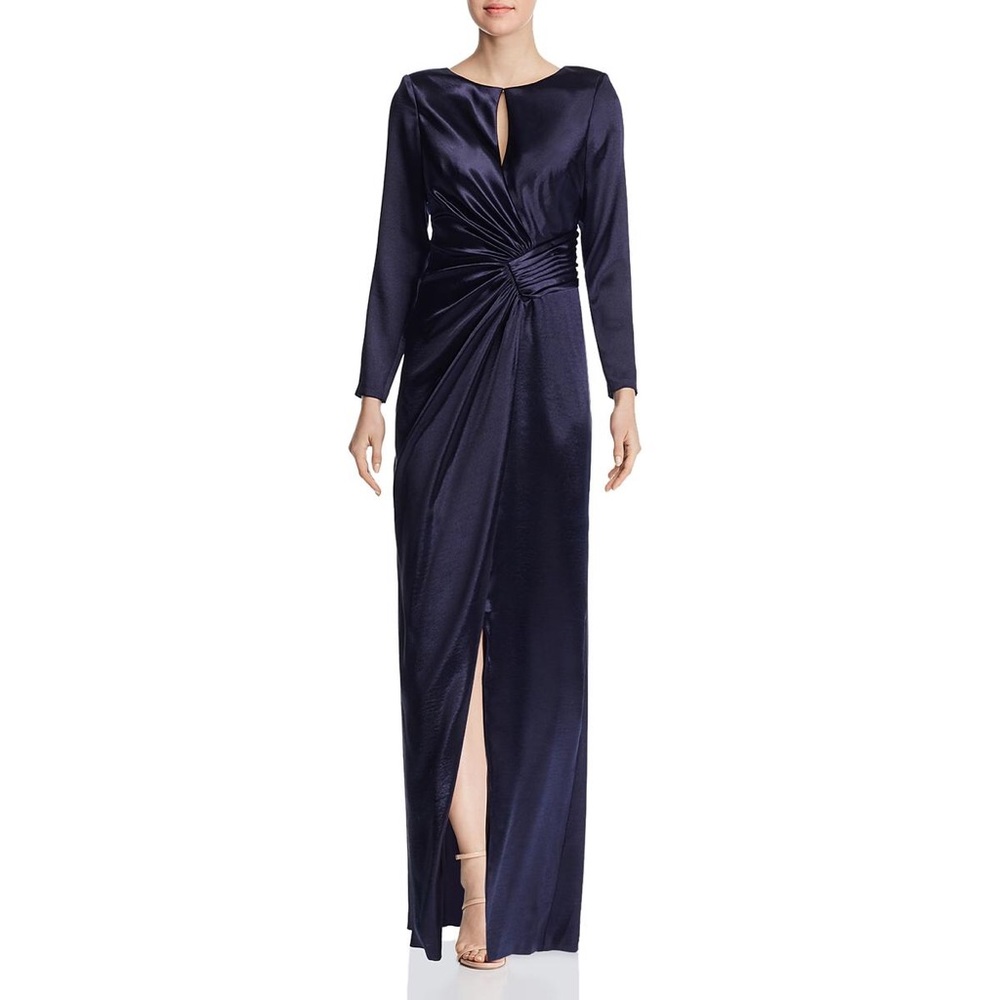 Aidan Mattox Long Sleeve Long Dress Size 2 Navy